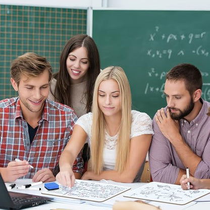 16 Pack Dry Erase XY Axis Graph Lap Boards 9'' x 12'' Double Sided White Boards Math Student White Boards Small Dry Erase Board with 20 Pens and 16 Erasers for School Classroom Supplies