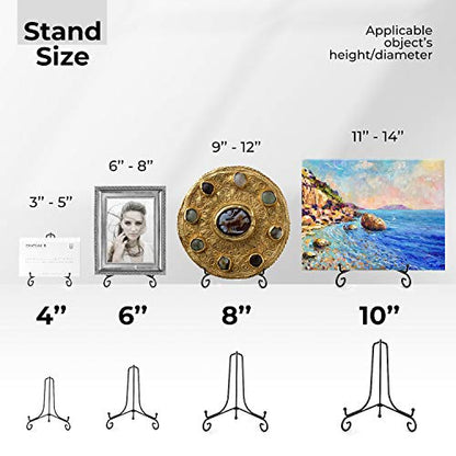 TR-LIFE Plate Stands for Display - 10 Inch Plate Holder Display Stand + Metal Easel Stand for Picture Frame, Decorative Plates, Book, Photo, Collectibles (2 Pack) - size: 10 Inch(2pcs)