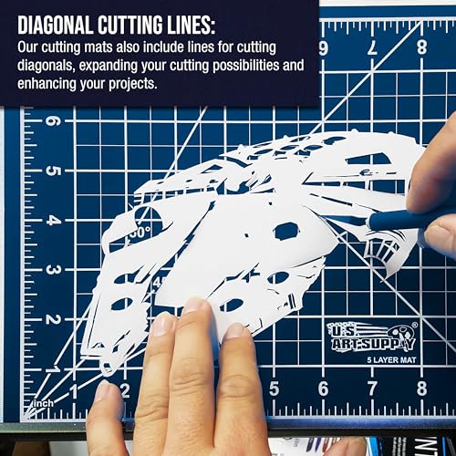 U.S. Art Supply 36" x 48" Self-Healing Cutting Mat 5-Ply - Double-Sided White/Blue Craft Mat, Non-Slip Cutting Mats for Crafts, Sewing, Quilting, Scrapbooking - color: White/Blue