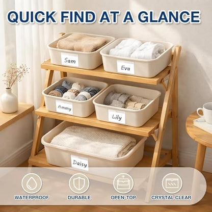 H4D 48 Pack Labels for Storage Bins, 3" x 5" Plastic Clear Adhesive Index Card Holders, Tote Label Pockets for Organizing Storage, Library Card, Shelves - size: 3" x 5", style: 48 Pack
