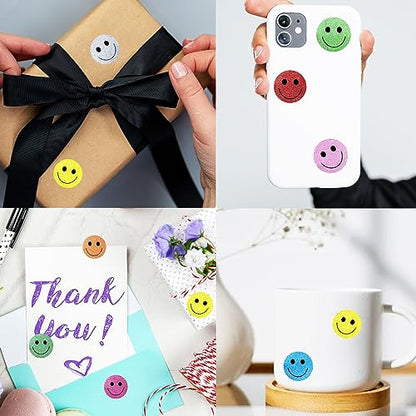 1 Inch Shiny Happy Face Stickers Circle Dots Labels Reward Stickers Teachers Sticker (500PCS,Green) - color: Green, size: 1 inch