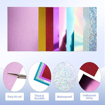 30 Pack Metallic Glitter Cardstock Paper Sheets 250gsm/92lb 6×8inch | Foil Mirror Shimmering Paper 250gsm/92lb For Arts and Crafts, Decorative, Weddings & Birthdays Invitations - style: Metallic+Glitter