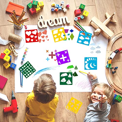 20pcs Geometry Set Shape Drawing Stencils,Drawing Template for Kids Boys Girls DIY Painting & Drawing Educational Home School Crafts Essentials - style: Geometry