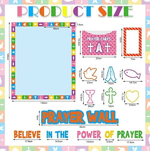 Geelin 184 Pcs Prayer Wall Bulletin Board Set Cork Board Religious Decor Rainbow Christian Bulletin Board Sets Sunday School Decorations for Classroom School Church Home Blackboard Chalkboard Wall