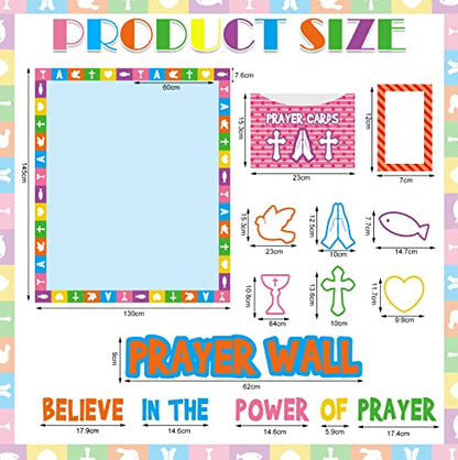 Geelin 184 Pcs Prayer Wall Bulletin Board Set Cork Board Religious Decor Rainbow Christian Bulletin Board Sets Sunday School Decorations for Classroom School Church Home Blackboard Chalkboard Wall