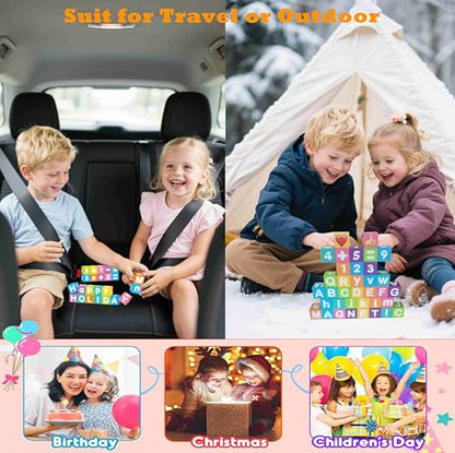 Magnetic Letters Blocks Alphabet & Numbers Blocks ABC Learning Toys for Kids Preschool Educational Kit Alphabet Magnets Birthday Gifts for Boys Girls 3+