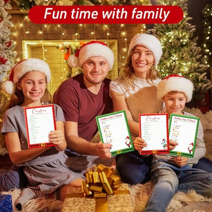 COCHIE 30 Players Christmas Party Games for Adults Family Office Large Groups, Xmas Parties Songs Pictionary Game, Riddle Game, Word Scramble Games with Answer Key (Santa & Penguin) - style: Santa & Penguin