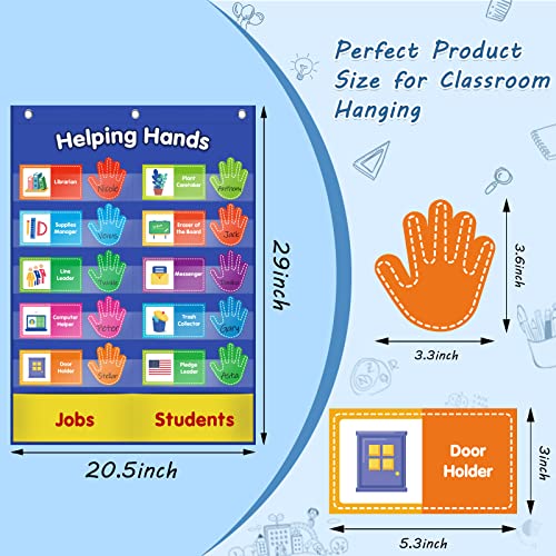 ABCxGOOD Helping Hands Pocket Chart,Classroom Jobs and Management Pocket Chart, Preschool Classroom Must Haves Supplies, Great for Classroom Homeschool. (Blue, 29"*20.5") - color: Blue, size: 29"*20.5"