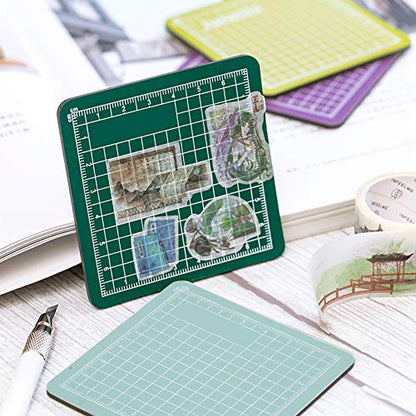 2pcs 8x8cm Mini Cutting Mat, Self Healing PVC Pad for DIY Craft, with Non Slip Surface for Writing Painting Carving