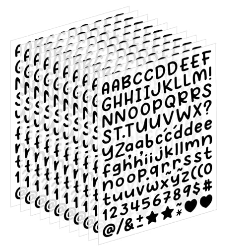 1180 Pcs Letter & Number Stickers – 10 Sheets 0.5 Inch Vinyl Self-Adhesive Small Alphabet Numbers, Perfect for Poster, Bulletin Boards, Windows, Doors, Mailboxes, Crafts, Classroom & Home Decor Black - color: Black, size: 0.5 inch