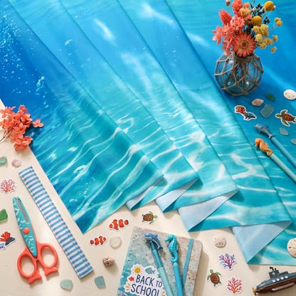 Mindsoft Bulletin Board Paper 48'' x 107'' Class Boards for Classroom Bulletin Boards Everyone is Welcome Classroom Board Decor Pillows Curtains Crafts(Underwater,1 Pc) - style: Underwater