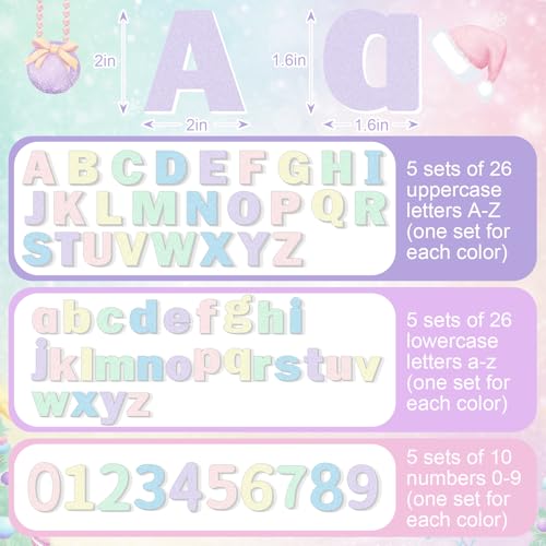 Breling 310 Pieces Felt Letter Bulletin Board Letters Sticker with Number 2" Bulk Self Adhesive ABC Upper Lowercase Sticky Letter for Xmas Gift Bulletin Board Classroom (Macarons Color) - color: Macarons Color