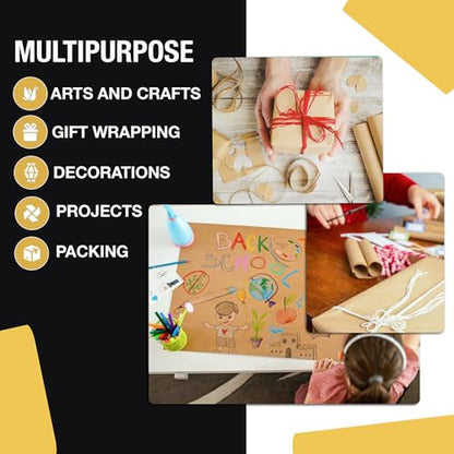 Crown Display Kraft Paper Sheets - 15 x 15 Inch - 240 Sheets of Brown Wrapping Paper – Heavy Duty Craft Paper for Shipping - Light Brown Construction Paper - 80 GSM - 375 Square feet - size: 15 x 15 Inches - 240 Sheets