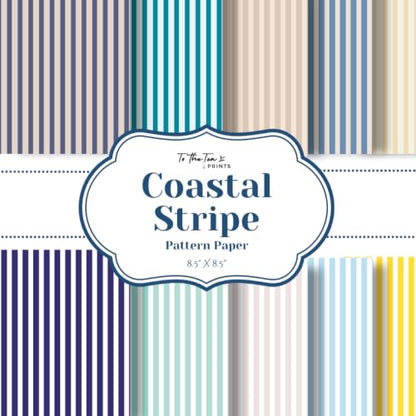 Coastal Stripe Pattern Paper: 20 Double-Sided Pattern Sheets for Scrapbooking, Card Making, Junk Journals, Origami, and Other Cut and Create Paper Crafts