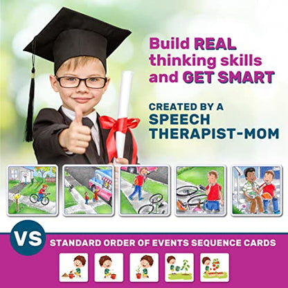 SkillEase Story Cues Skilled Sequencing Cards, Speech Therapy Materials, Social Skills Game, English Language Learners Games, Storytelling Cards, Sentence Building and Picture Cards - color: Story Cues 1