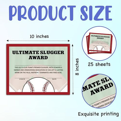 Softball Award Certificates, 25 Pcs Softball Ceremony Certificate, Sports Certificates of Achievement for Student Coach Kids, Sports Team Party Activities Supplies -A12 - style: Softball