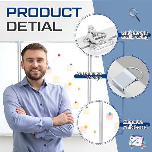 AmazingSpark 60” x 40” Foldable Whiteboard Dry Erase Board Large Tri Folding Whiteboard Magnetic Dry Erase Board, Wall Aluminium Frame and Flip Out Pen Tray for Office, Home - size: 60"W x 40"H