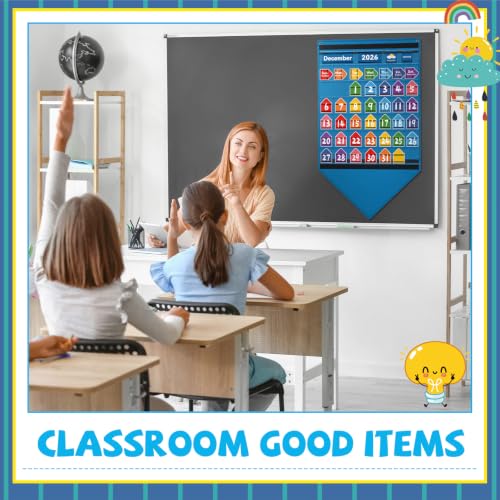 Weysat 128 Pcs Crayon Classroom Calendar Pocket Chart Set Crayon Calendar Bulletin Board with Pocket Season Festival Weather Date Chart for Preschool Elementary School Teacher Supplies - style: Crayon