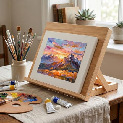 Tabletop Wooden Easel Stand, Adjustable Art Easel for Painting, Drawing, Sketching, Canvas, Books & Artwork Display