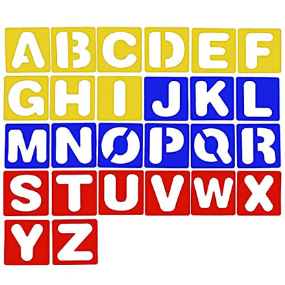 TecUnite 26 Pieces Alphabet Stencils Set Plastic Letter Stencils for Painting Learning, DIY Craft Decoration (5 x 5 Inches) - size: 5 x 5 Inches
