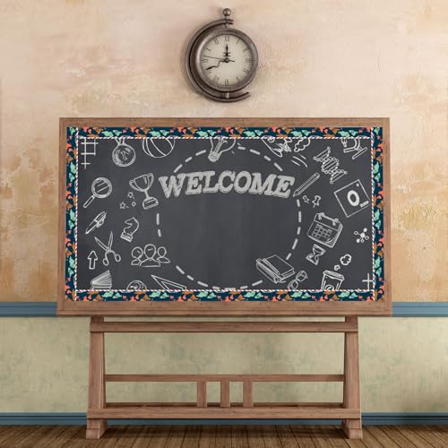 FYSUIMU 65.6 Ft Let's Explore World Map Bulletin Board Borders Travel The Map Straight Die Cut Trim Back to School Border Sticker Roll for Home Classroom Party Wall Decoration - style: Modern