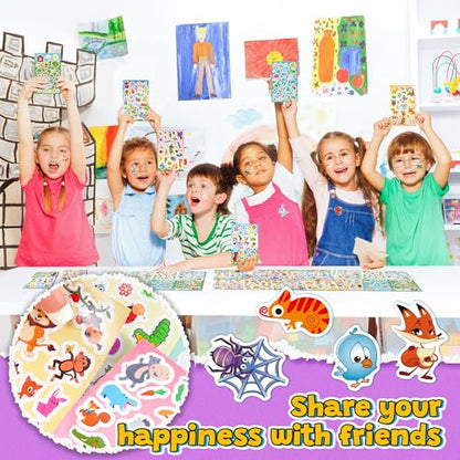 Sinceroduct Stickers for Kids Bulk, 64 Sheets 1800+ Animal Sticker Sheets, Cute Sticker Pack for Toddlers, Classroom Reward Stickers, Party Favors, Scrapbooking, Water Bottle Stickers - color: Animal-01