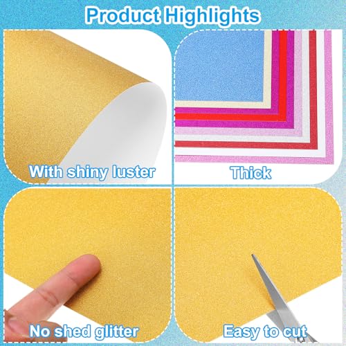 PATIKIL 10 Sheets Gold Glitter Cardstock Paper, A4 250gsm Rectangle Premium Sparkly Paper Craft Cardstock Paper for Scrapbook Card Making DIY Art Projects Wedding Party - color: Gold, size: A4