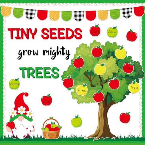 Apple Tree Bulletin Board Inspirational First Day of School Classroom Trees Bulletin Board Decoration Growth Tree Writable Apple Paper Cutout for Religion Chalkboard Decor Wall Door Supplies - style: Apple Tree