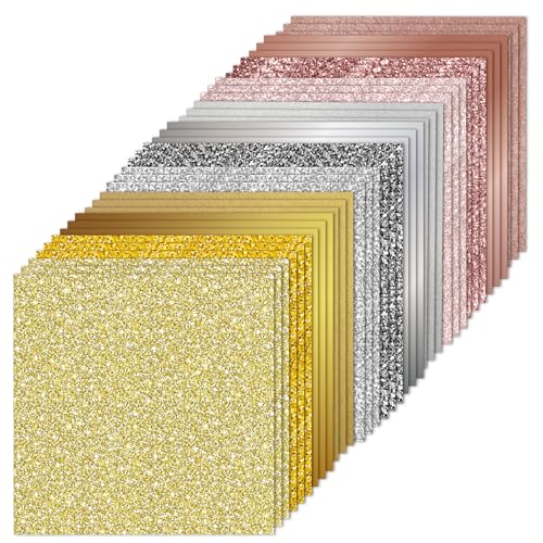 36 sheets Gold Sliver Rose Gold 12x12 Cardstock Scrapbook Decorative Paper for Card Making Journaling Origami Scrapbook Paper Scrapbooking Supplies