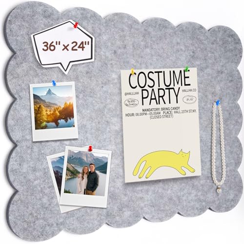 Felt Bulletin Board 36" x 24" Cork Board Alternative,Decorative Felt Pin Board Foldable Cork Boards for Walls Self-Adhesive Cork Board for Home Office Classroom Pin Board (Light Gray) - color: Light Gray, size: 36" x 24"