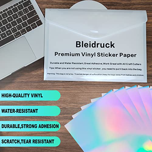 Bleidruck 25 Sheets 8.25x11.7 Inches Clear Holographic Premium Cold Laminated Film Holographic Overlay Laminating Self Adhesive Film - style: Clear Holographic