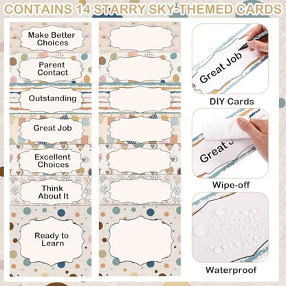 Eersida 57 Pcs Student Behavior Clip Chart for Classroom Behavior Management Track Reward Pocket Chart Hanging Bulletin Board Teacher Supplies for School Office Preschool Homeschool(Boho) - style: Boho
