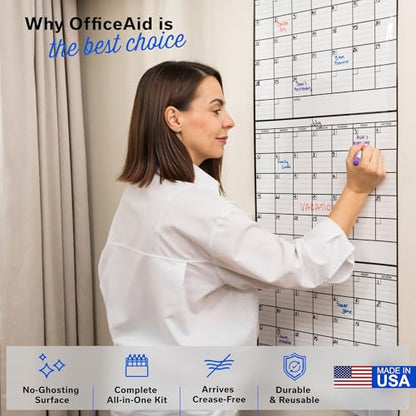 3 Month Dry Erase Calendar for Wall 40x17, Large Three Monthly Reusable Planner, Big Dry Office Erase, Rolled Whiteboard White Board, Classroom Calendar Undated Giant for Wall Erasable Family - size: 3 Month (40 x 17 inch)