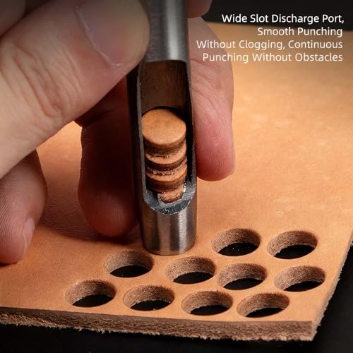 GLRXMX 9mm Carbon Steel Leather Hollow Punch, Heavy Duty Round Hole Punch Tool for Leather Belts Watch Bands Rubber Plastic Crafts & DIY Projects - size: 9mm