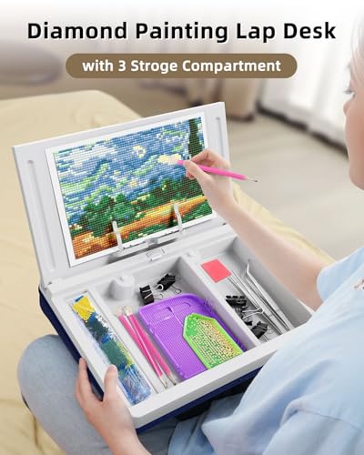 Lap Desk with Storage Cushion - Washable Portable Writing Lap Desk for Laptop with iPad Slot Magnetic WhiteBoard for Home Office Couch Bed - Fits Up to 15.6 Inch Laptop