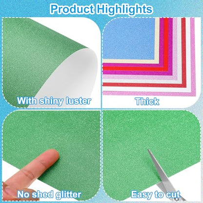 PATIKIL 10 Sheets Green Glitter Cardstock Paper, A4 250gsm Rectangle Premium Sparkly Paper for Scrapbook Card Making DIY Art Projects Wedding Party - color: Green, size: A4
