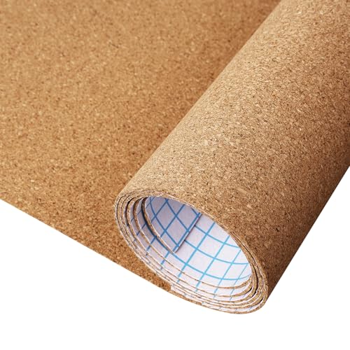 ReWallpaper Self Adhesive Cork Roll with Backing Thick 0.06 Inch Cork Sheet for DIY Crafts Coasters Drawer Liners Natural Corkboards and Bulletin Board Paper Roll for Wall Decoration 17.3in x 3.9ft - size: 17.3in X 3.9ft
