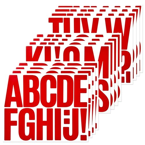 140 Large Alphabet Stickers, 12 Sheets 3 Inch Self-Adhesive Vinyl Letters Sticker Decals for Mailboxes, Doors, Trucks, Classroom Decor, Suitable for Indoor and Outdoor - Red - color: Red
