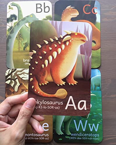 Dinosaur ABC Flash Cards, Alphabet A to Z Dinosaurs flashcards for Kids 4-8 Years, Dinos Picture Learning Cards, Dino Flash Card for Pre-K, Children: Set of 26 FlashCards