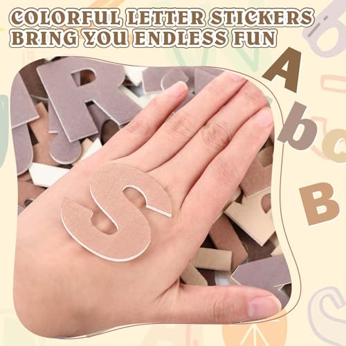 Breling 310 Pieces Felt Letter Bulletin Board Letters Sticker with Number 2" Bulk Self Adhesive ABC Upper Lowercase Sticky Letter for Xmas Gift Bulletin Board Classroom(Brown Color) - color: Brown Color