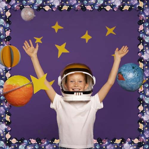 FYSUIMU 65.6 Ft Galaxy Bulletin Board Border Outer Space Star Scalloped Die Cut Border Trim Roll for Back to School Party Home Classroom Decor - style: Galaxy