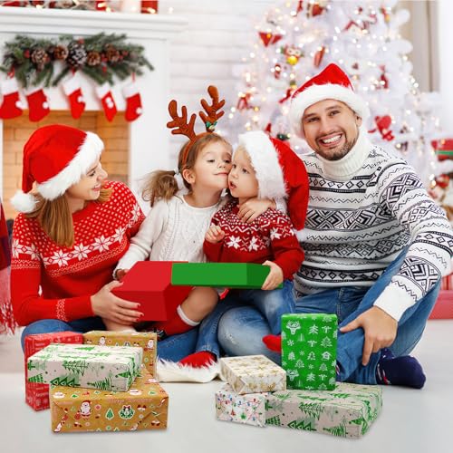 AORZIT 20x20 Inch Tissue Paper - Xmas Gift Wrapping Paper Bulk 50 Pack, 5 Assorted Designs for Gift Wrapping Boxes, DIY Crafts, Birthday & Holiday Decoration