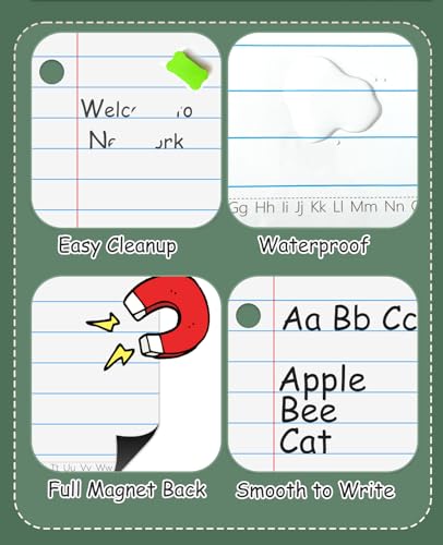 Dry Erase Giant Sized Magnetic Notebook Paper, Handwriting Lined Paper for Classroom Whiteboard Accessories, Dry Erase Notebook Teaching Aids, Homeschool Teaching Supplies 17" x 22"