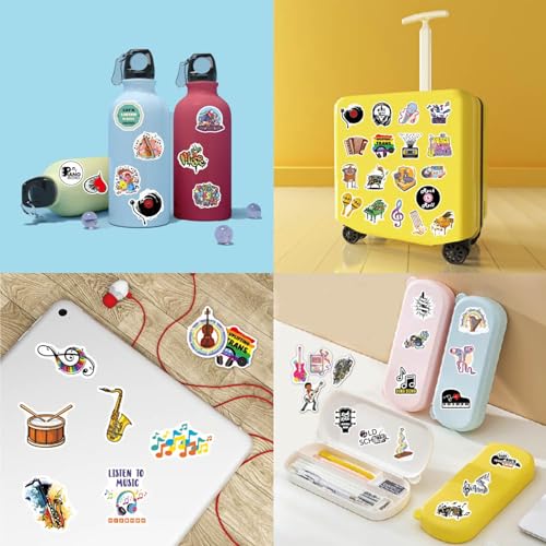 100PCS Music Stickers, Funny Music Gifts for Student Vinyl Waterproof for Water Bottle Laptop Luggage Guitar Gifts for Adult Teacher Students - style: Music Stickers