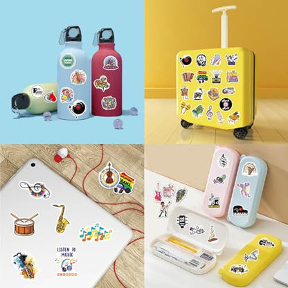 100PCS Music Stickers, Funny Music Gifts for Student Vinyl Waterproof for Water Bottle Laptop Luggage Guitar Gifts for Adult Teacher Students - style: Music Stickers