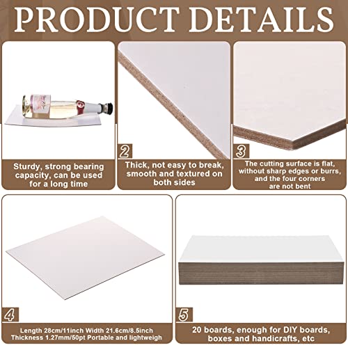 20 Pcs Book Board, Binders Board Chipboard Designer Bookboard Kraft Heavy Duty Chipboard Sheets Bookbinding Supplies for Book Binding Cover (White, 11 x 8.5 Inch 50PT) - color: White, size: 11 x 8.5 Inch 50PT