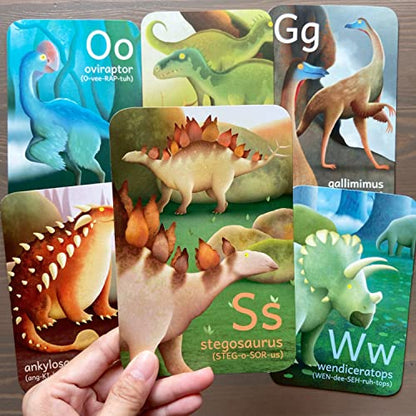 Dinosaur ABC Flash Cards, Alphabet A to Z Dinosaurs flashcards for Kids 4-8 Years, Dinos Picture Learning Cards, Dino Flash Card for Pre-K, Children: Set of 26 FlashCards