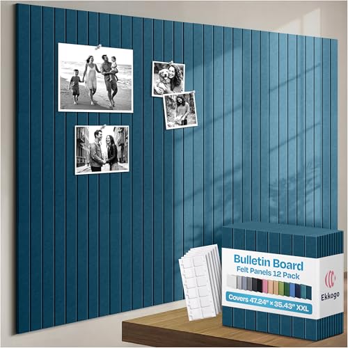 X-Large Cork Board Alternative 12-Pack Felt Bulletin Board Thick and Decorative Pin Board for Home Office Walls 47.24 x 35.43 Inches with 72 Adhesive Tabs - [Ocean Turquoise] - color: Ocean Turquoise