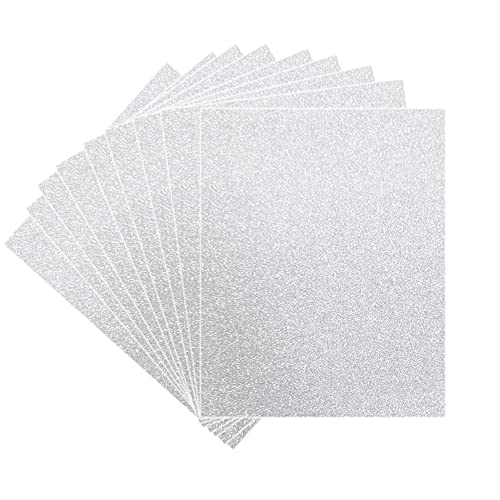 20 Sheets Glitter Thick Paper Cardstock Blank, 8.5 x 11 inches, Silver | For DIY Birthday, For Wedding Party Supplies, Invitation Cards Making - color: Silver