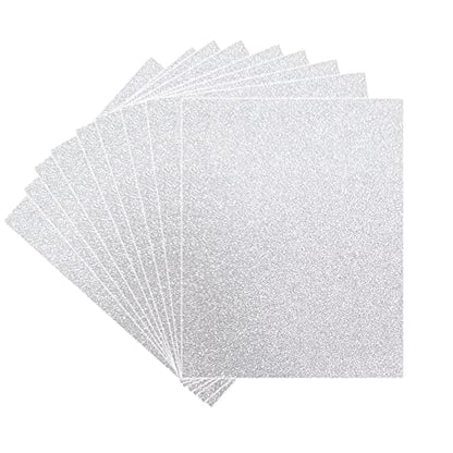 20 Sheets Glitter Thick Paper Cardstock Blank, 8.5 x 11 inches, Silver | For DIY Birthday, For Wedding Party Supplies, Invitation Cards Making - color: Silver